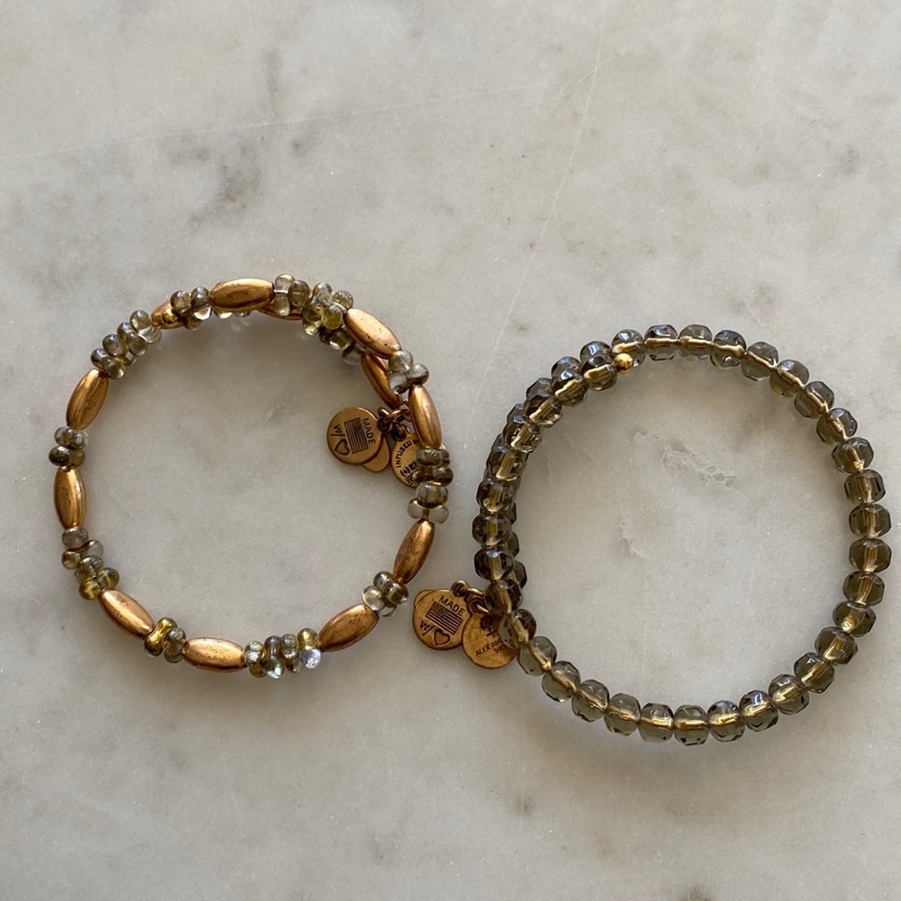 Alex and Ani + energy wrap beaded bracelets duo
